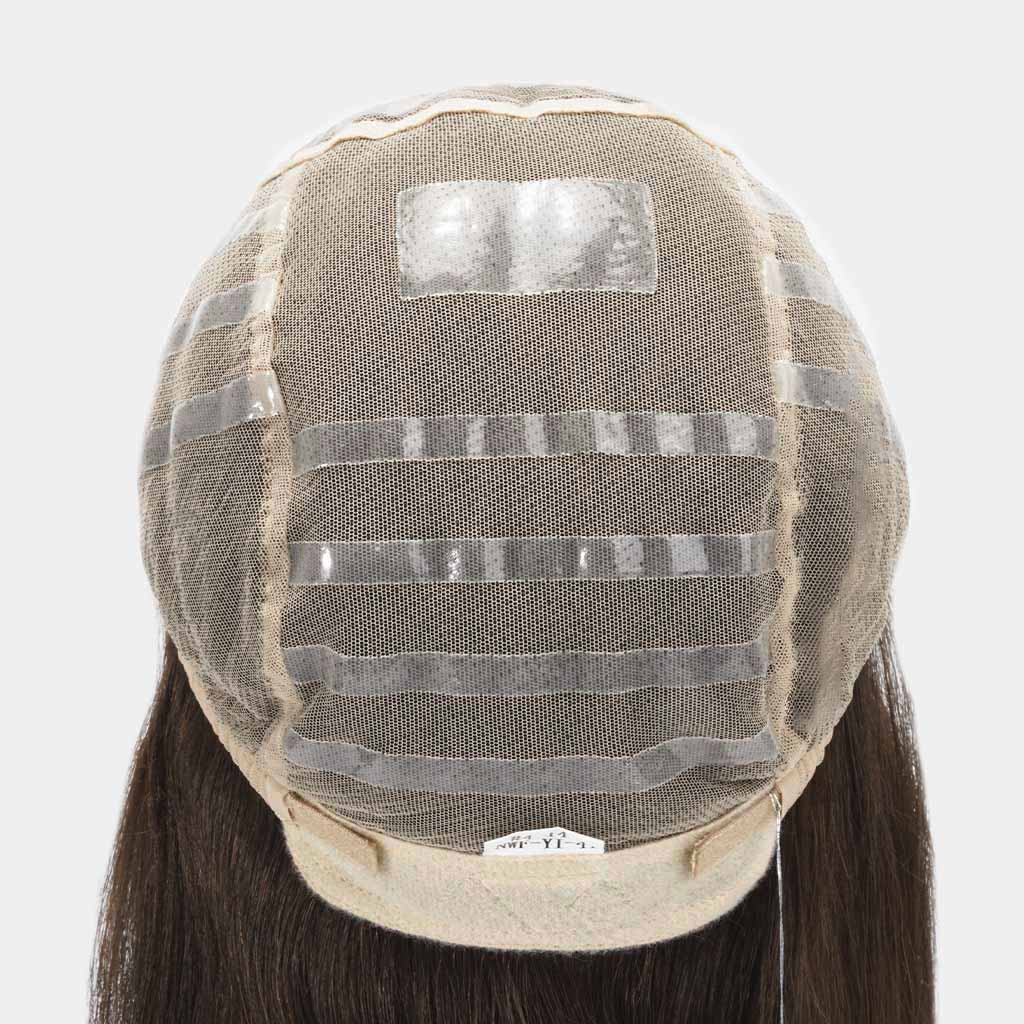Peluca de encaje anudada a mano 100 % Remy de Heather con silicona