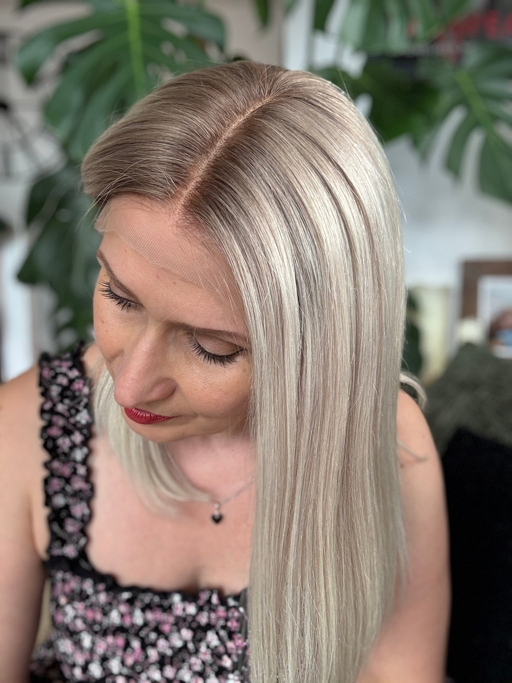 Luna Glueless Lace Top Human Hair Wig 14" Long BOB (Small 21.5")