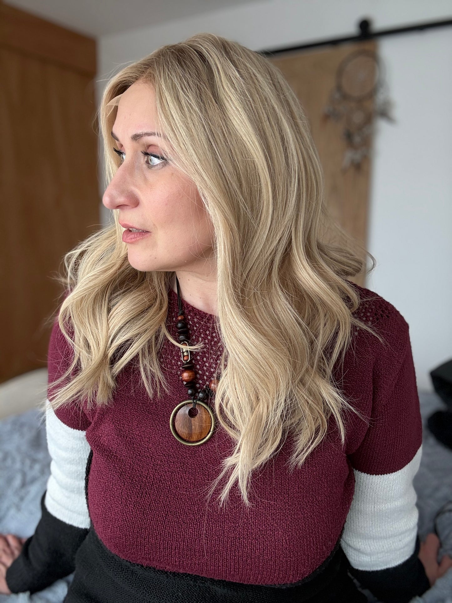 Claire Deluxe - Full Lace Top 16" Long Human Hair Wig (Small)