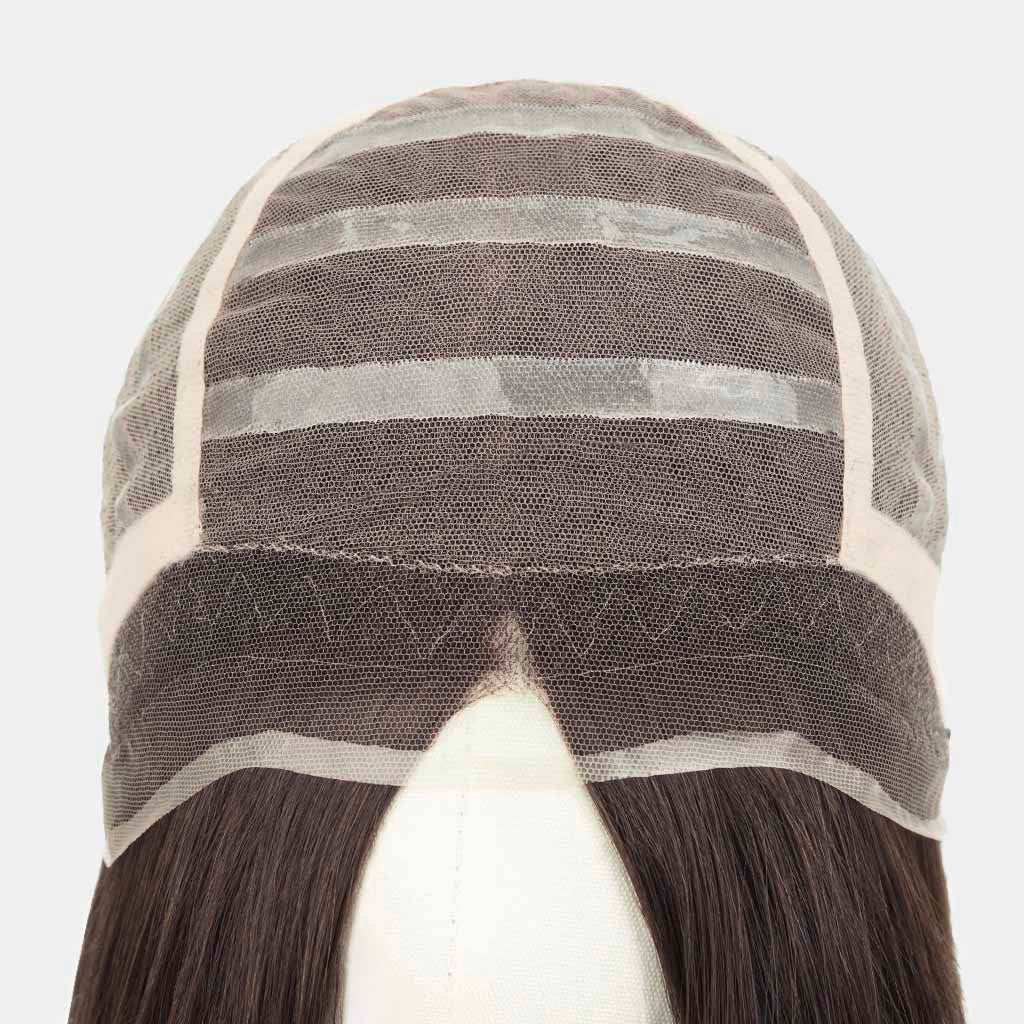 Peluca de encaje anudada a mano 100 % Remy de Heather con silicona
