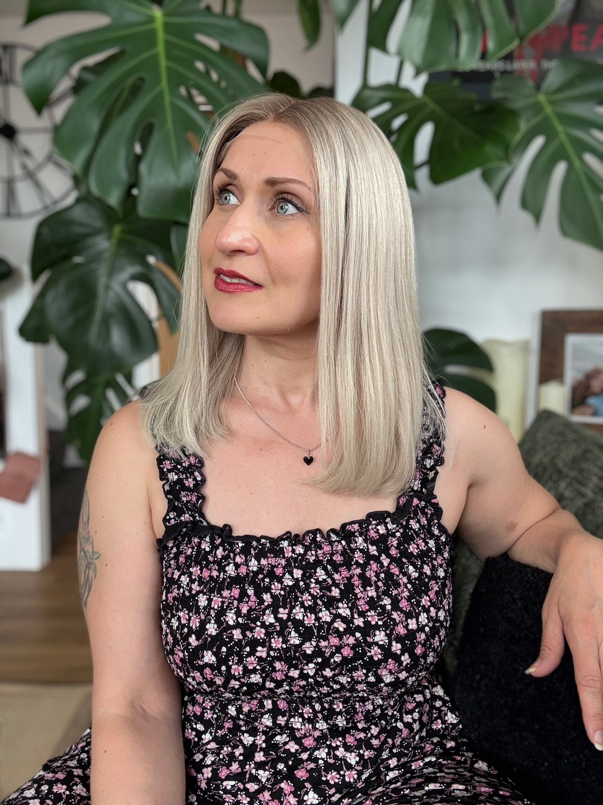 Luna Glueless Lace Top Human Hair Wig 14" Long BOB (Small 21.5")