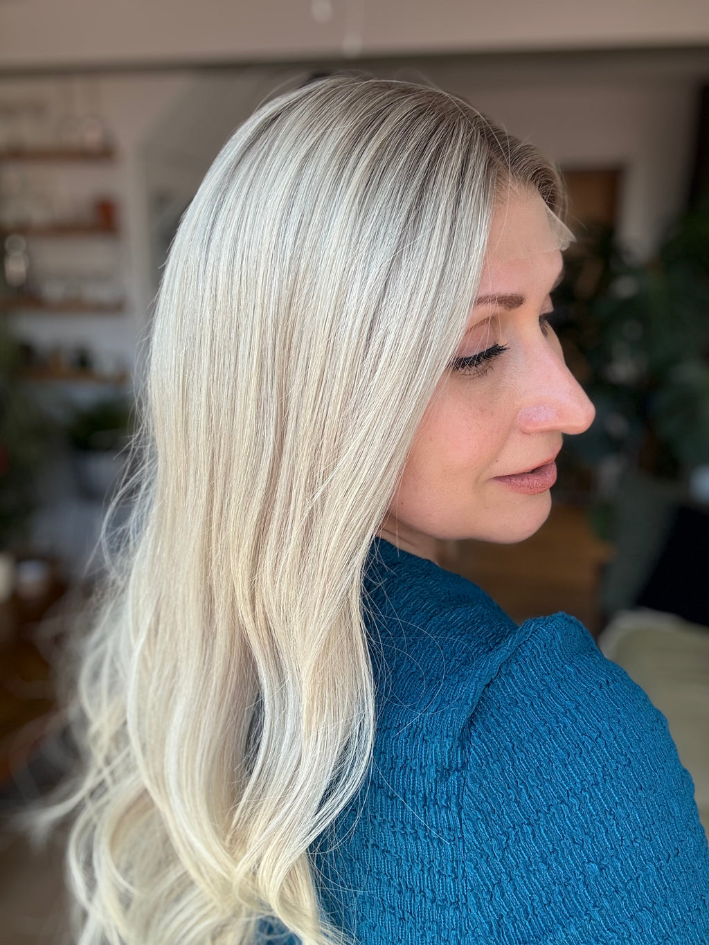 Luna Glueless Lace Top Human Hair Wig 18" Long (Small)