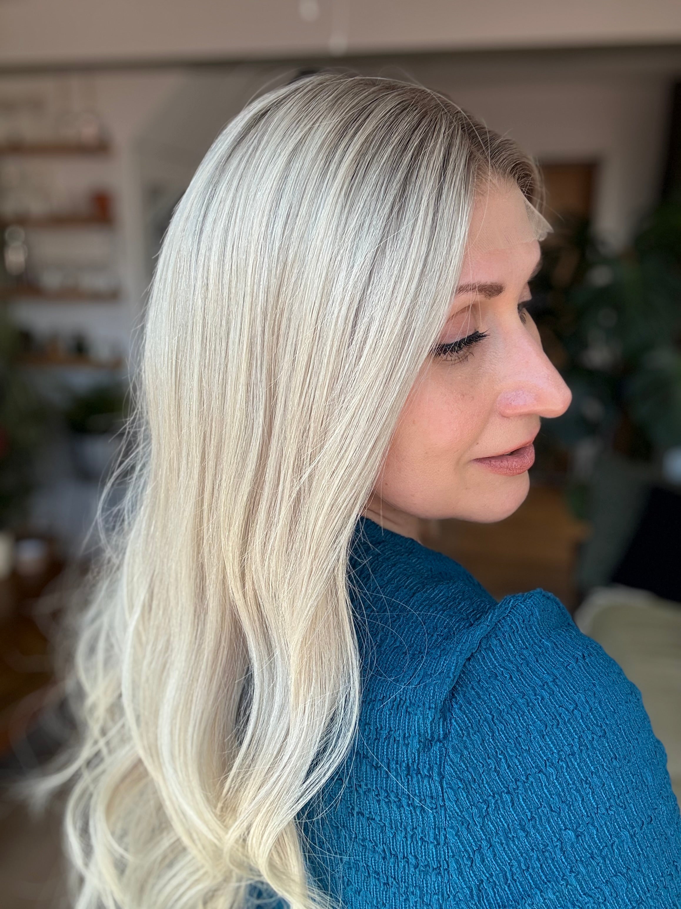 Luna Glueless Lace Top Human Hair Wig 18" Long (Small)