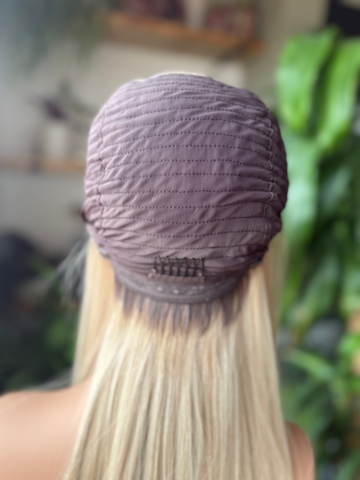 Sarah HD Lace Top 24" Long, European Human Hair Wig,  Platinum Blonde (S)