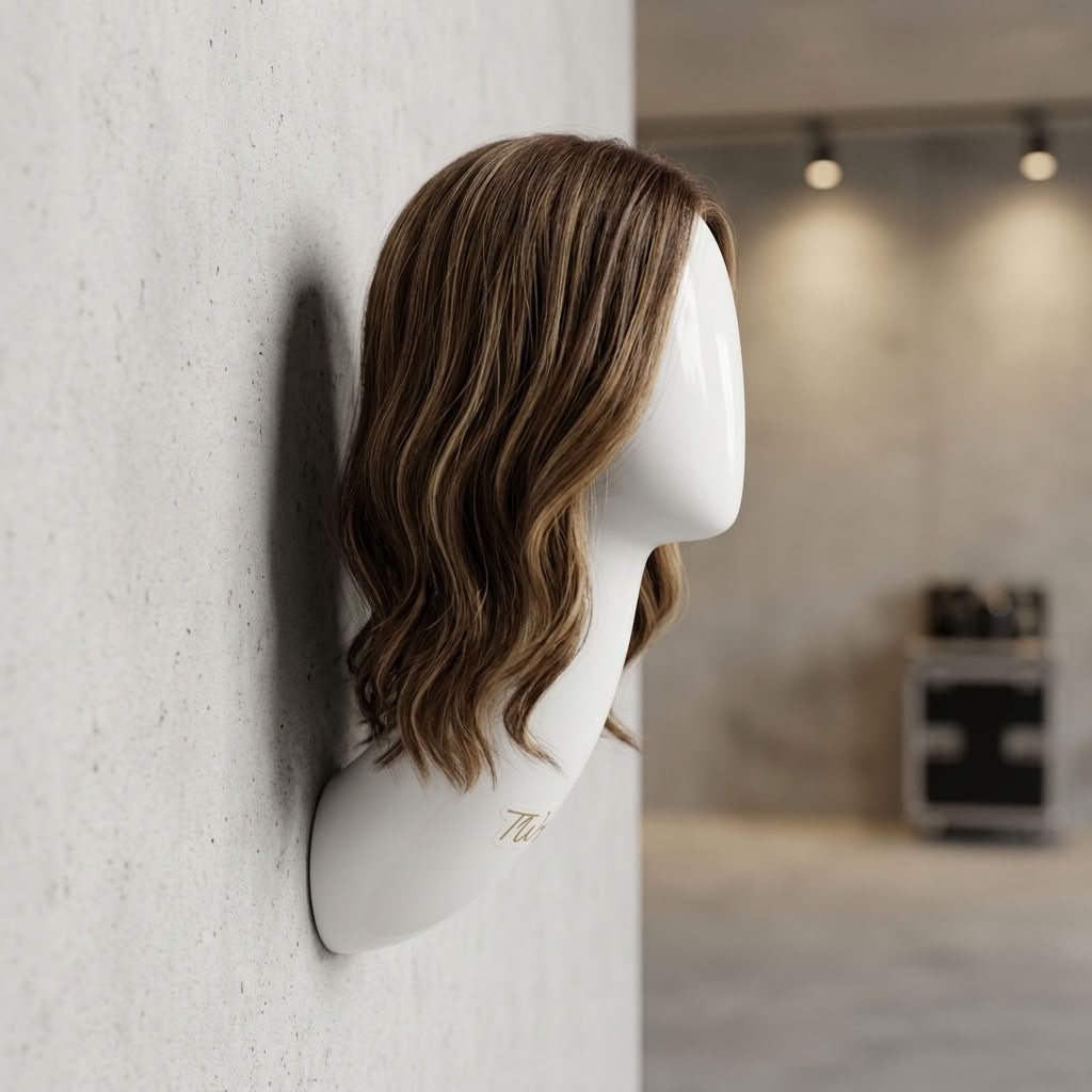 Women's Fiberglass Long Neck Wall Stand Mannequin Head for Wig Cap Display