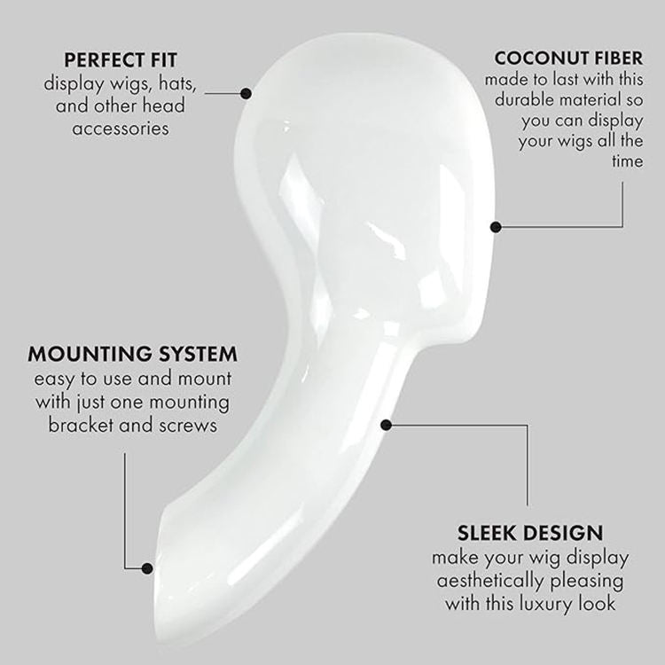 Women's Fiberglass Long Neck Wall Stand Mannequin Head for Wig Cap Display