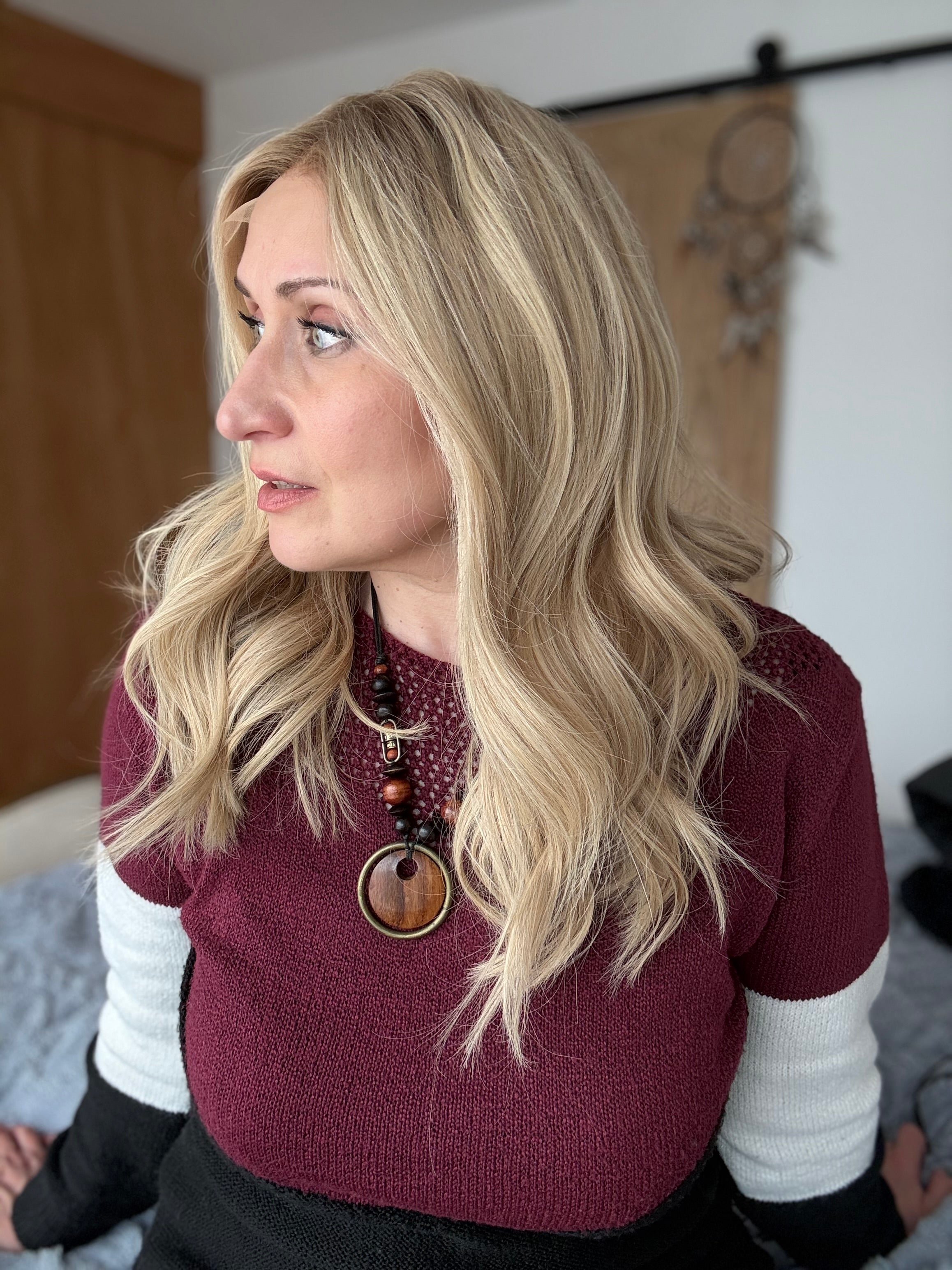 Claire Deluxe - Full Lace Top 16’’ Long Human Hair Wig (Small) - Human Hair Wig