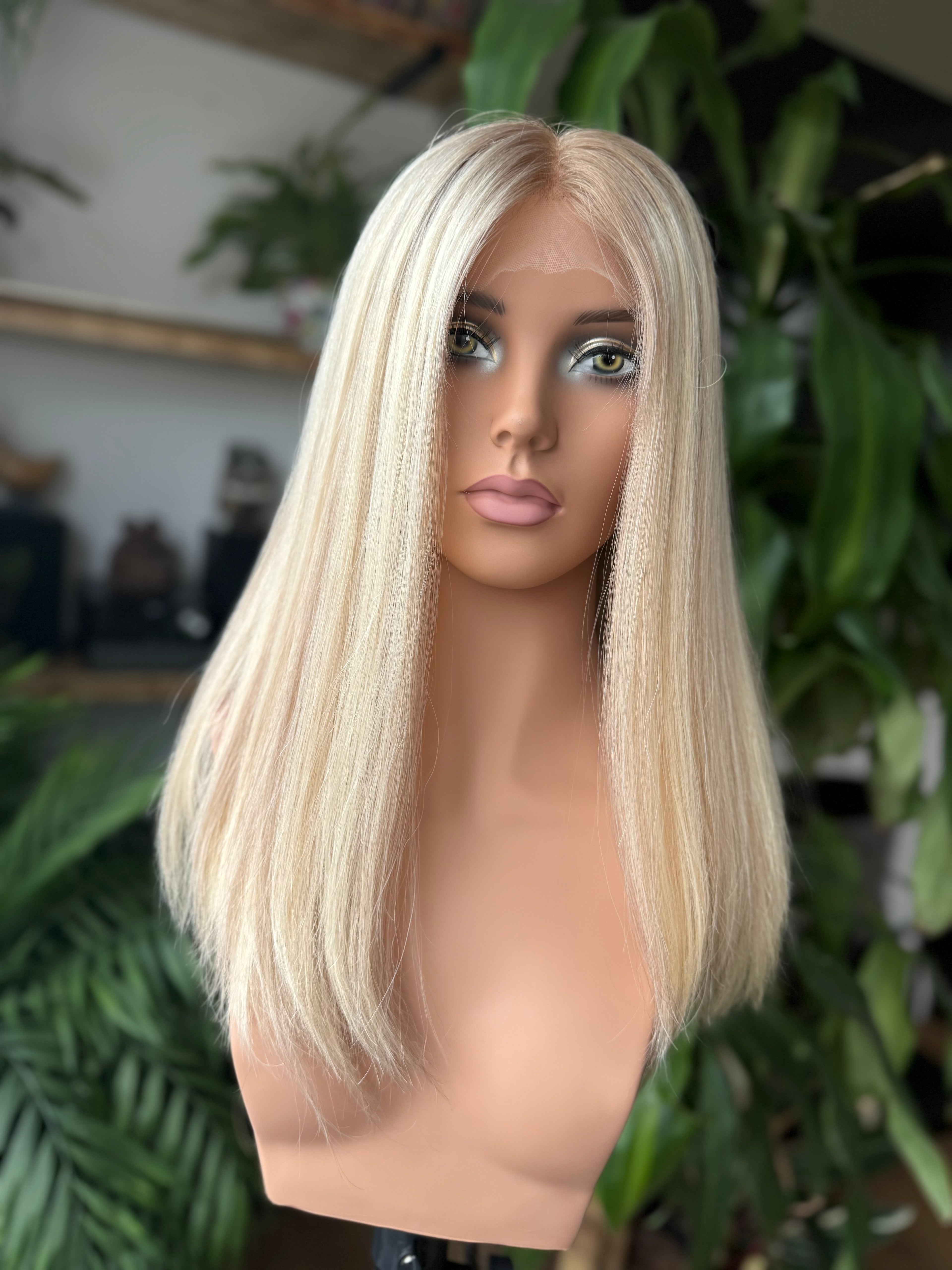 Elena Lace Top 17 Inch Long EURO Remy Human Hair Wig (Small) - Human Hair Wig