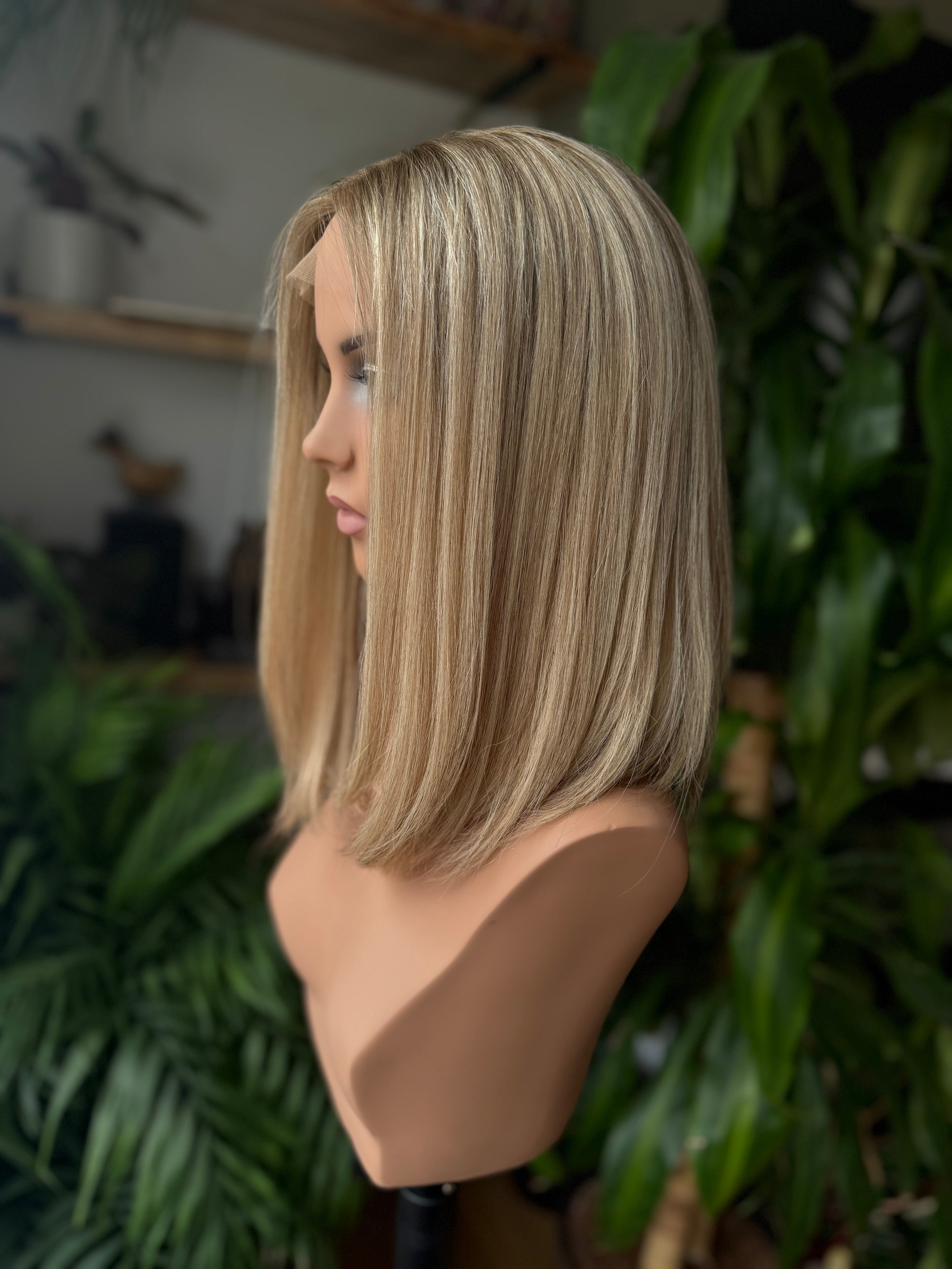 Esther Lace Top 15 Inch Long EURO Remy Human Hair wig (S) - Human Hair Wig