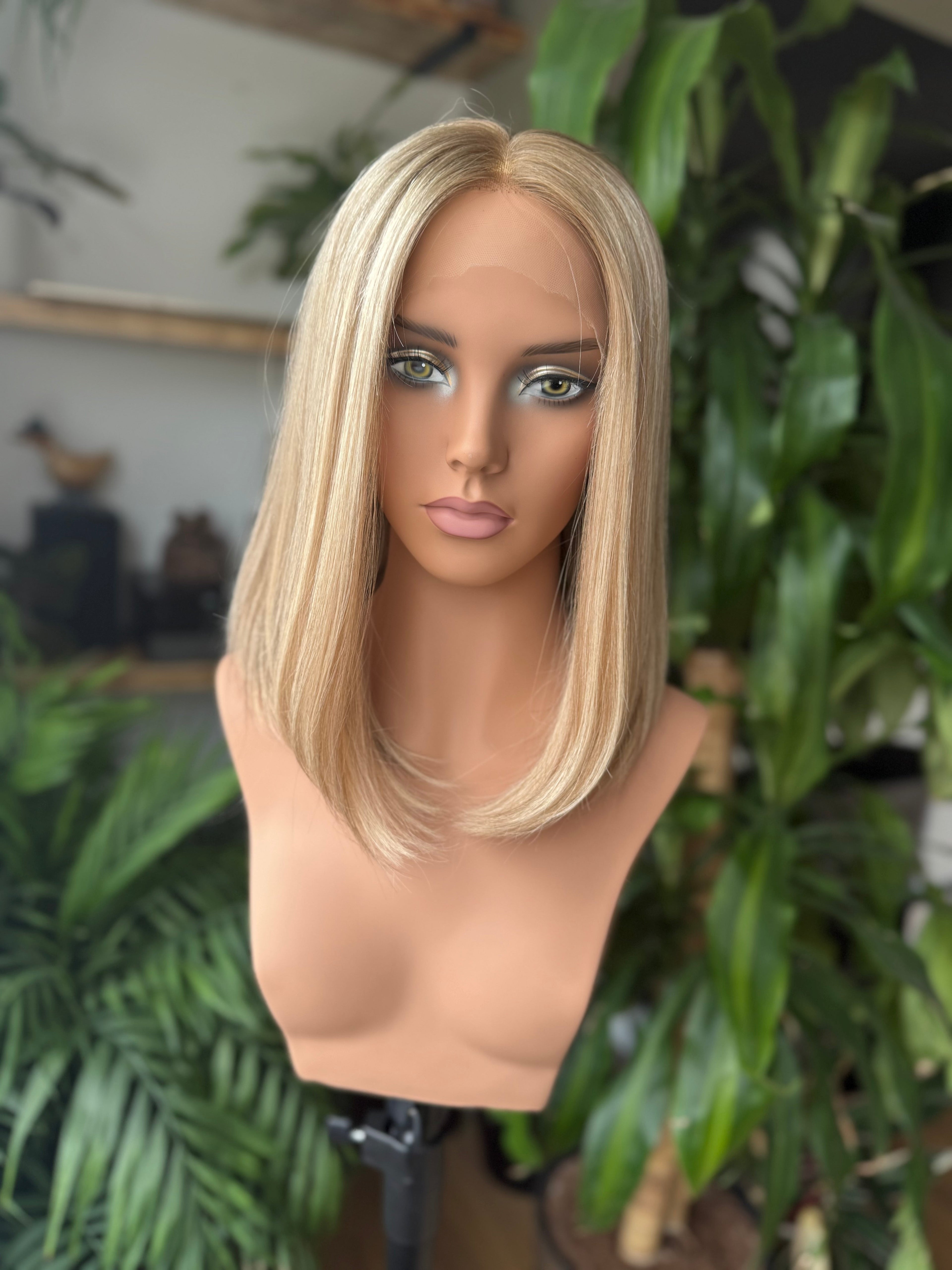 Esther Lace Top 15 Inch Long EURO Remy Human Hair wig (S) - Human Hair Wig