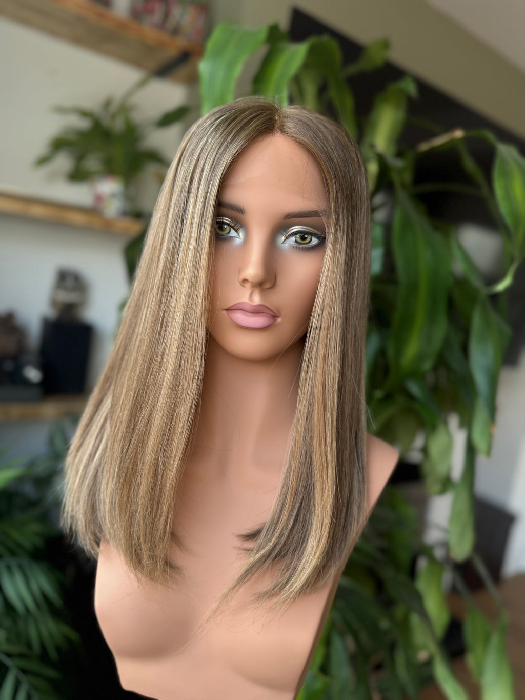 Eva Lace Top 18 Inch Long EURO Remy Human Hair Wig - #BN1 Light Brown - Human Hair Wig