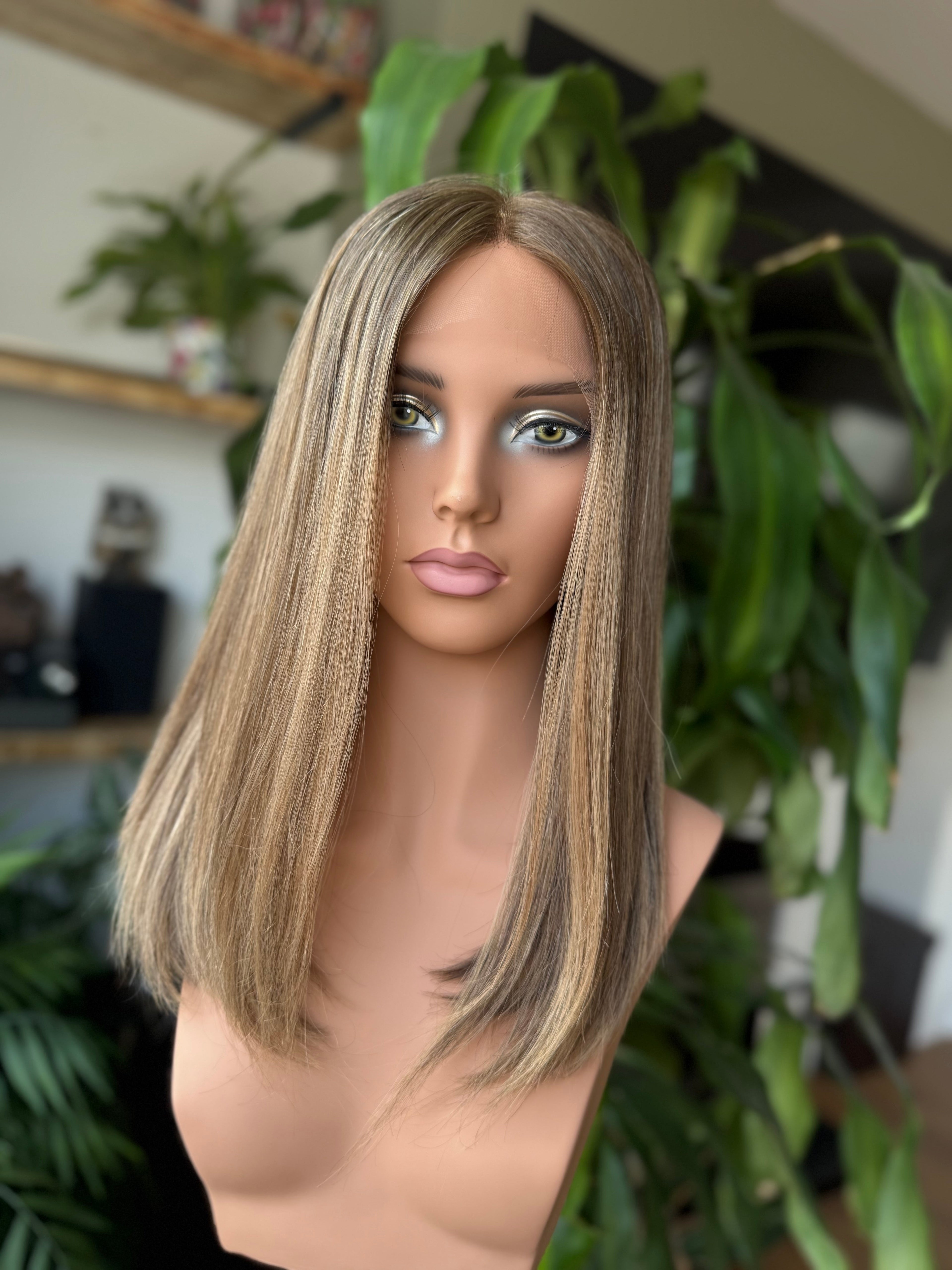 Eva Lace Top 18 Inch Long EURO Remy Human Hair Wig - #BN1 Light Brown - Human Hair Wig