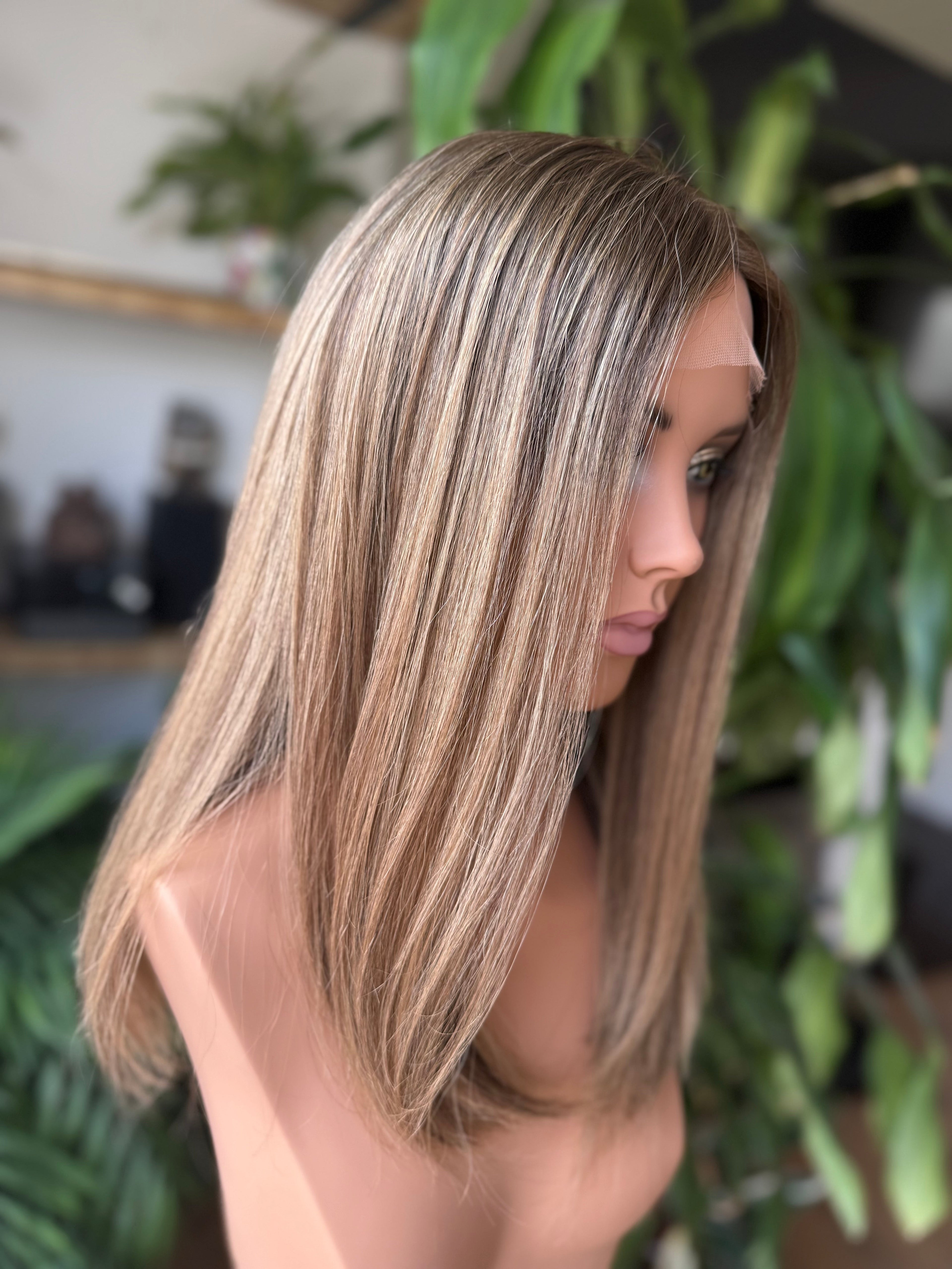 Eva Lace Top 18 Inch Long EURO Remy Human Hair Wig - #BN1 Light Brown - Human Hair Wig