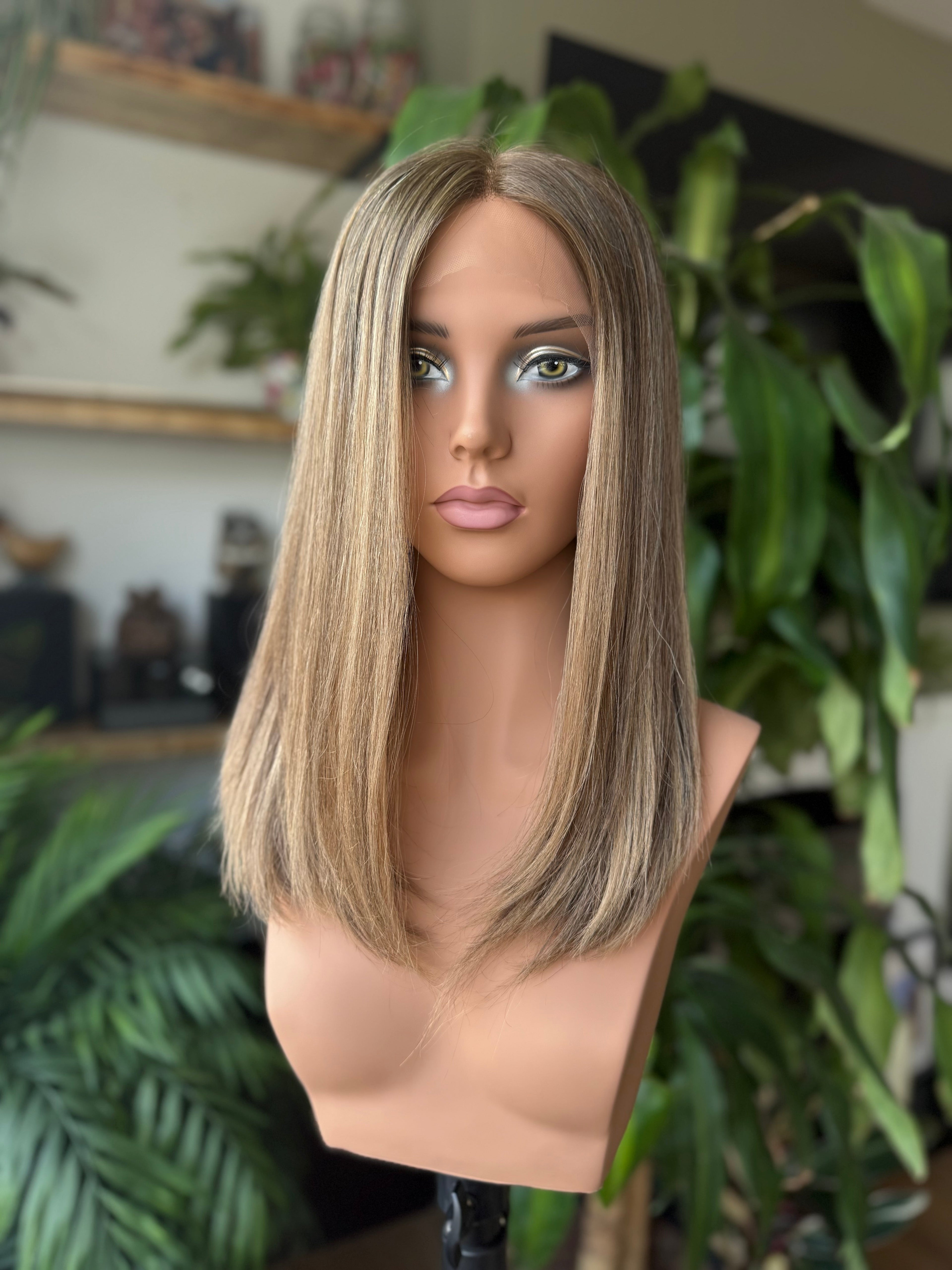 Eva Lace Top 18 Inch Long EURO Remy Human Hair Wig - #BN1 Light Brown - Human Hair Wig