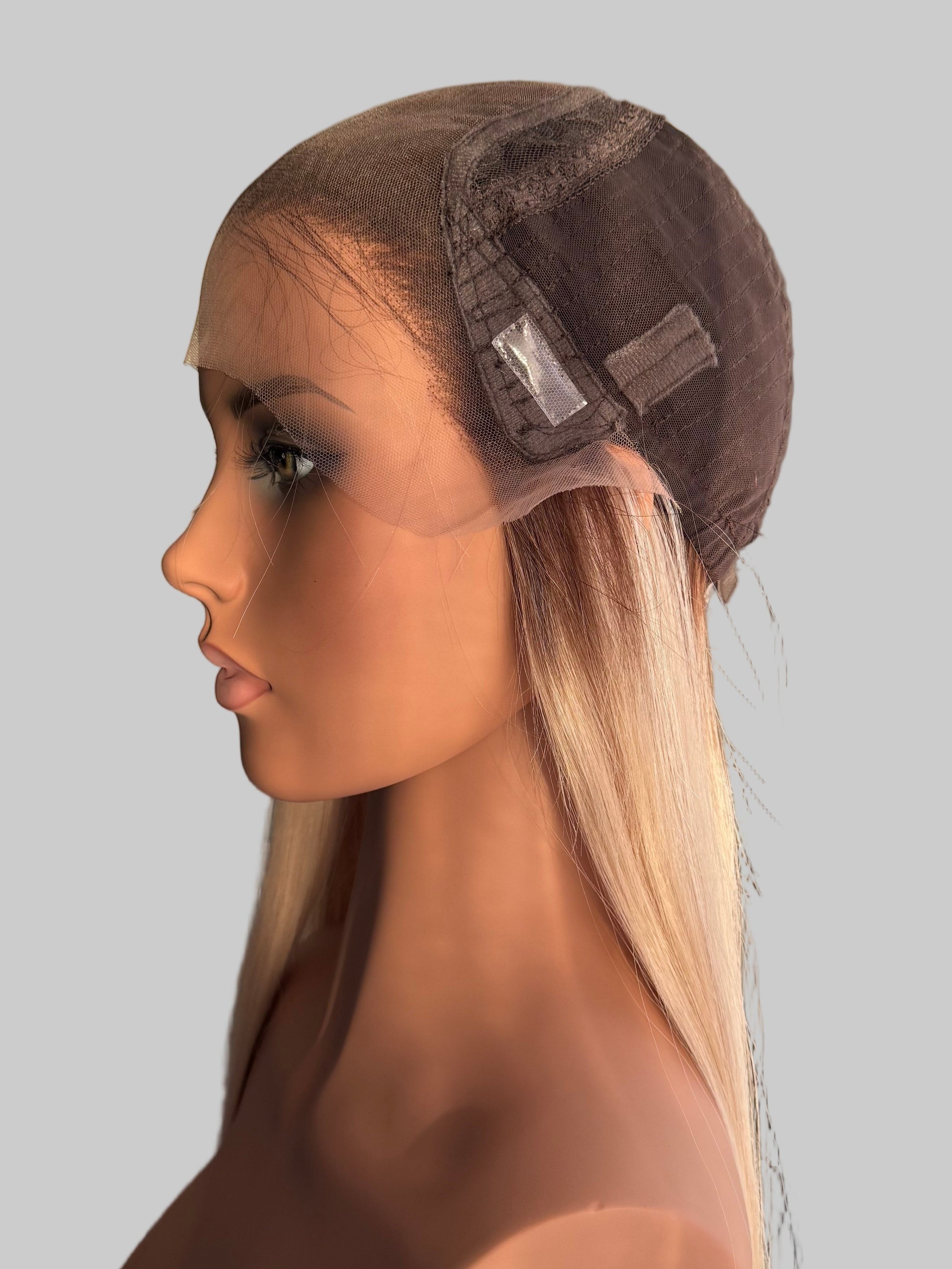 Kitty 20’’ Euro Remy Human Hair Lace Top Wig (Petite) - Light Blonde Rooted - Human Hair Wig