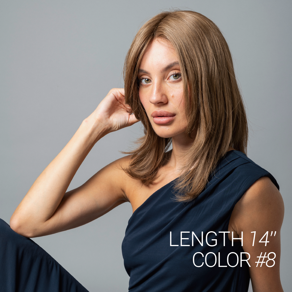 Natalie 100% Hand-Tied Lace Wig With Diamond Lace Top - #8 Natural Brown - Human Hair Wig