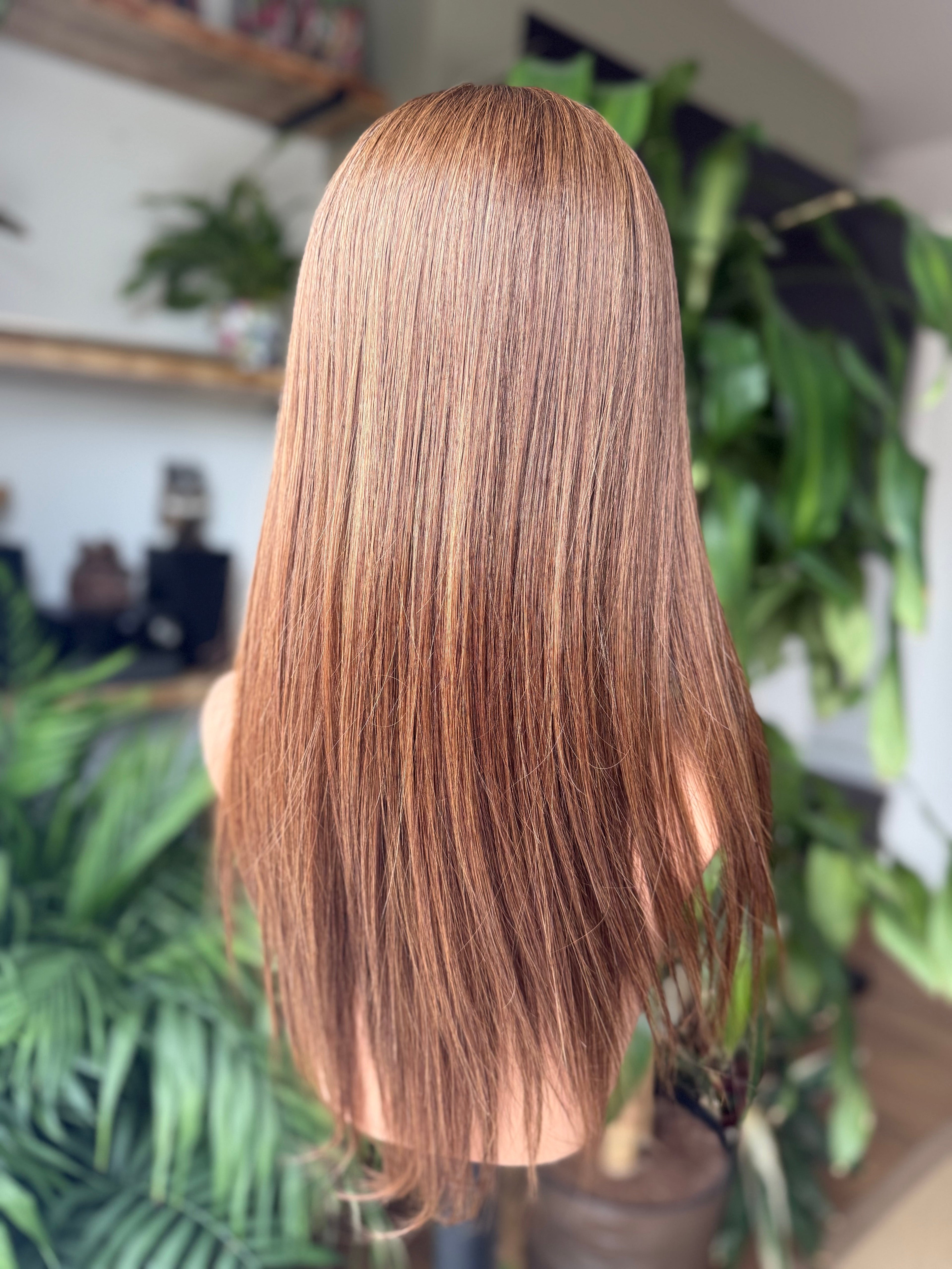 Sienna HD Lace Front 100% Hand Tied Virgin Human Hair 20’’ Long (S) - GG4 Chestnut Brown - Human Hair Wig