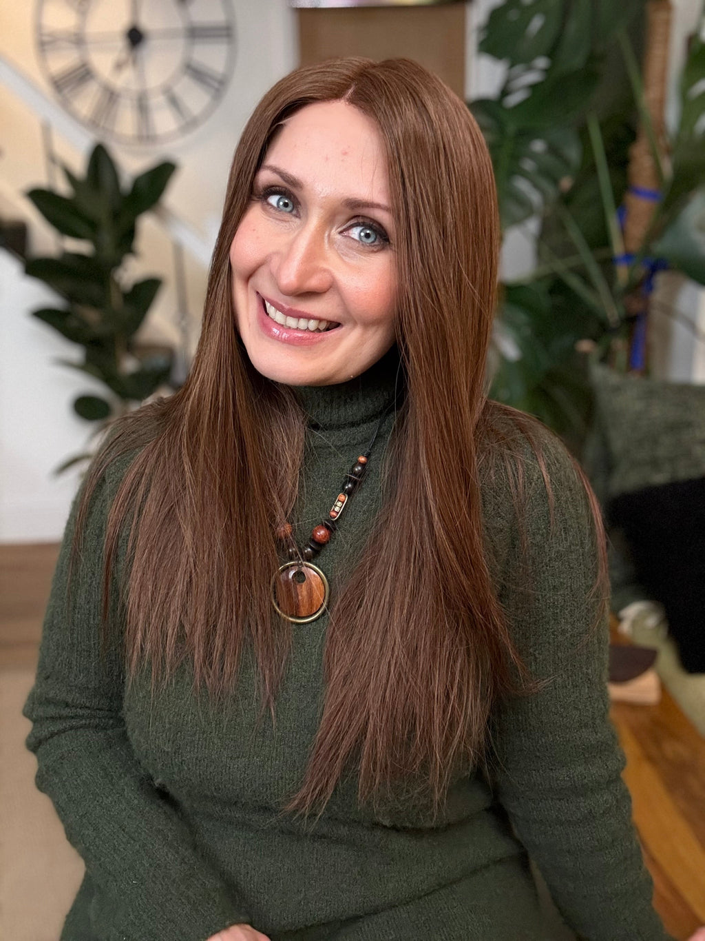 Sienna HD Lace Front 100% Hand Tied Virgin Human Hair 20’’ Long (S) - GG4 Chestnut Brown - Human Hair Wig