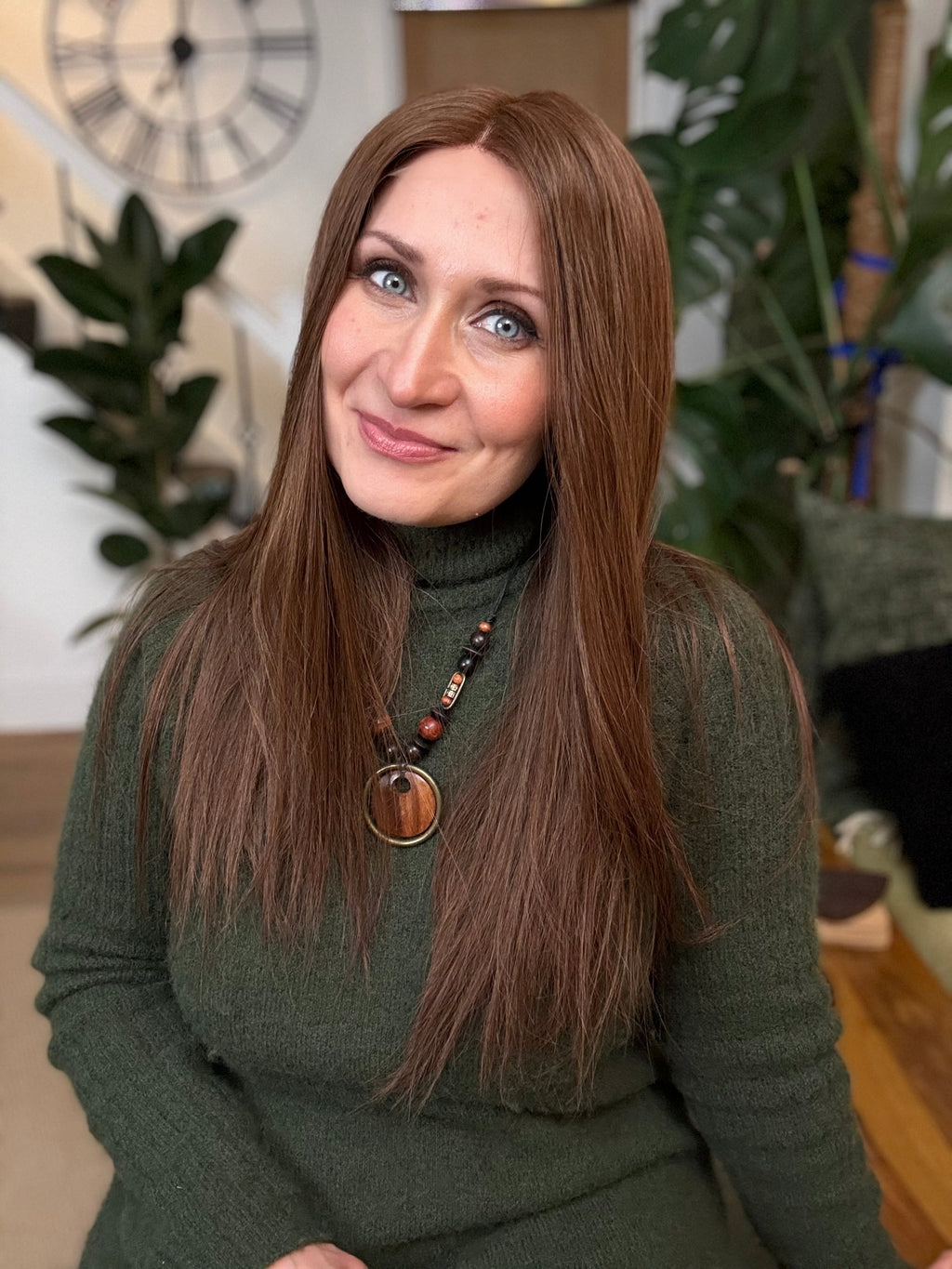Sienna HD Lace Front 100% Hand Tied Virgin Human Hair 20’’ Long (S) - GG4 Chestnut Brown - Human Hair Wig