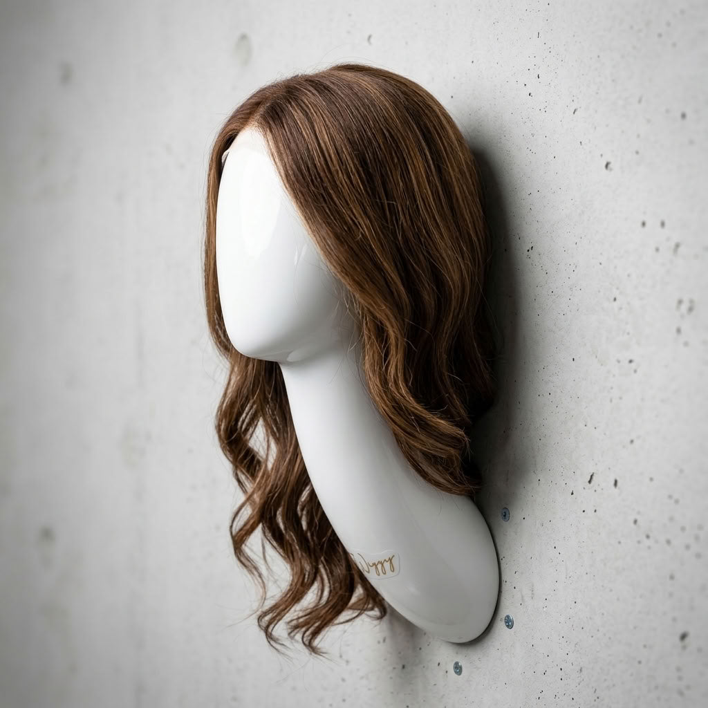 Women's Fiberglass Long Neck Wall Stand Mannequin Head for Wig Cap Display